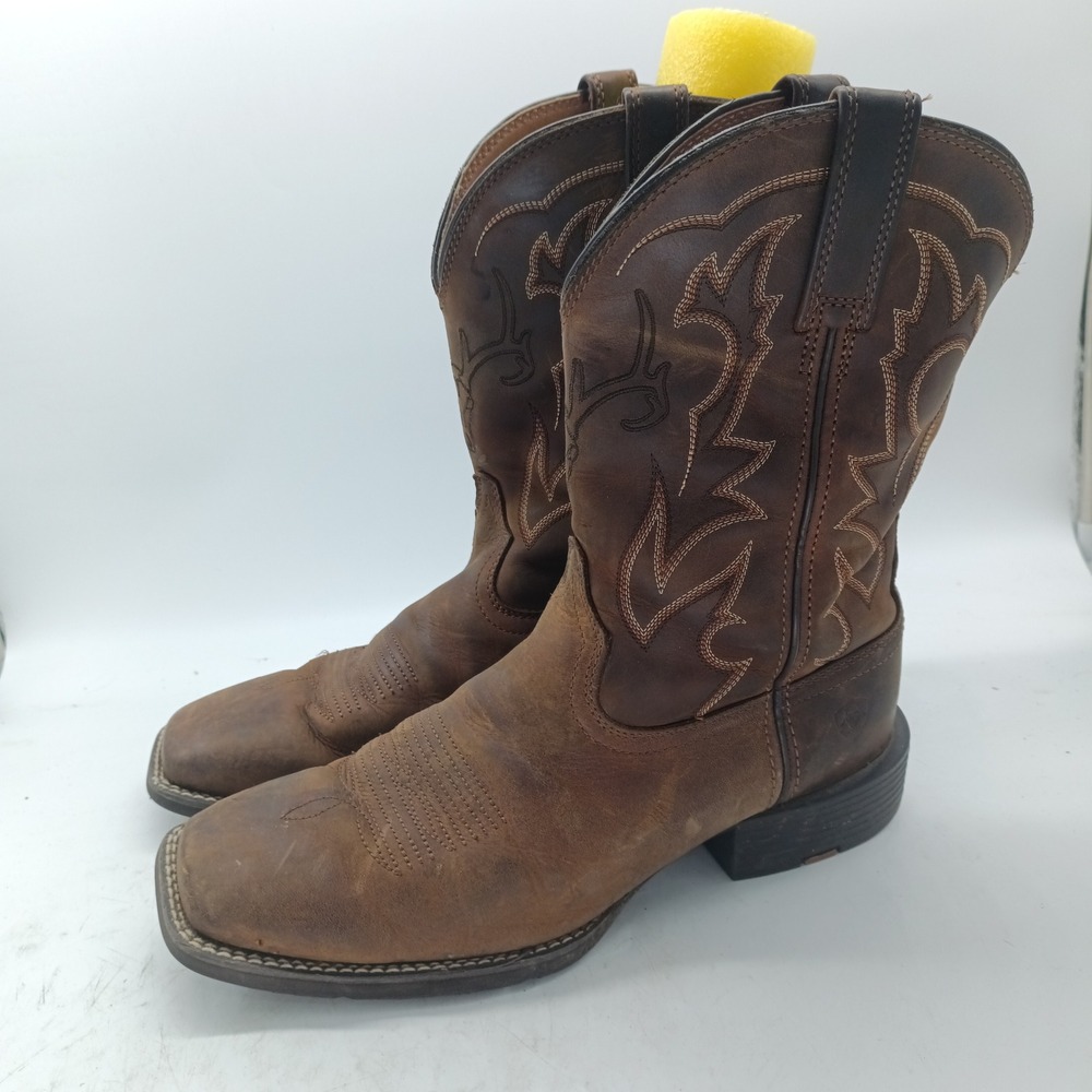 Ariat Sport Western Boots 10038330 Brown Leather Square Toe Mens 10.5 D s1